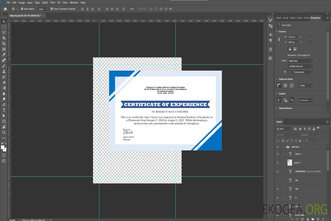 Certificat d'expérience professionnelle aux États-Unis version 2 template